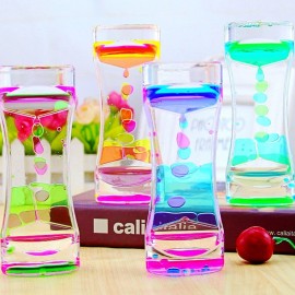 Double-color Hourglass Liquid Motion Bubbler Timer for Relaxing Therapy Relieves Stress and Increase Fidget Toy Pink and Green