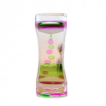 Double-color Hourglass Liquid Motion Bubbler Timer for Relaxing Therapy Relieves Stress and Increase Fidget Toy Pink and Green