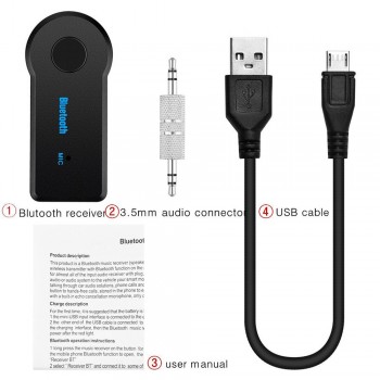 Car Bluetooth Car Kit Receiver 3.5mm Handsfree Wireless Car Bluetooth Adapter Aux Car Bluetooth Audio Receiver Converter Speaker