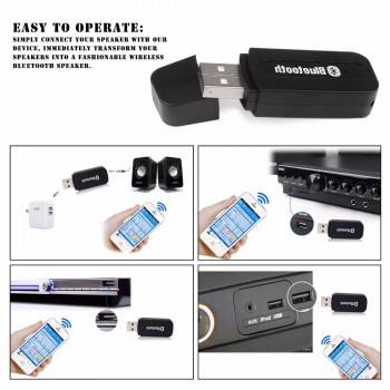 Onever 3.5mm Car USB Wireless Car Bluetooth Audio Music Receiver Adapter Auto AUX Streaming A2DP Kit for Speaker Headphone