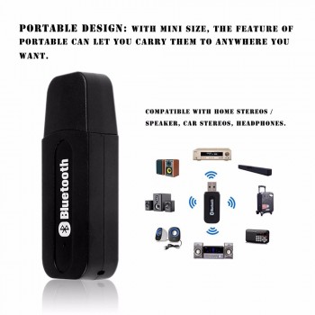 Onever 3.5mm Car USB Wireless Car Bluetooth Audio Music Receiver Adapter Auto AUX Streaming A2DP Kit for Speaker Headphone