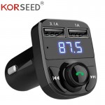 KORSEED Car FM Transmitter Bluetooth Handsfree MP3 Radio Player Car Kit FM Modulator with 3.1A USB Car Charger For Ipad phone