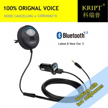 Kript 2nd Generation Bluetooth Car Kit Car Handsfree can connect two mobile phones support APTX