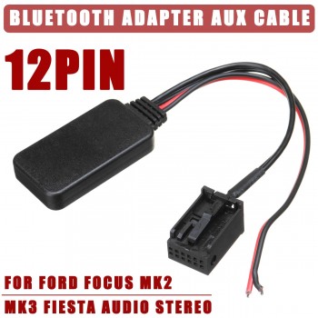 12V 12Pin Rear Port Car bluetooth Adapter Wireless Audio Stereo Aux Cable Auto Accessories For Ford for Focus Mk2 MK3 for Fiesta