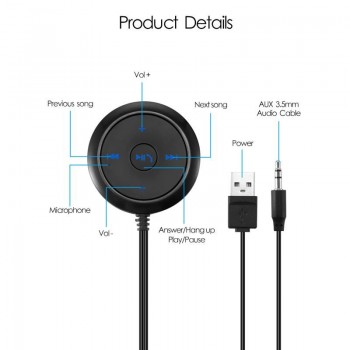 AOZBZ Wireless Bluetooth Receiver 3.5mm Car Music Audio Receiver Adapter Hands-Free Car Kit A2DP Streaming Kit For Car Stereo