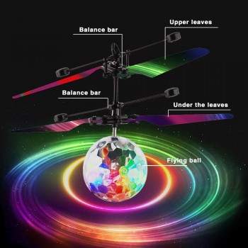 VICIVIYA Luminous Light-up Toys Glowing LED Magic Flying Ball Sensing Crystal Flying Ball Helicopter Induction Aircraft Toys