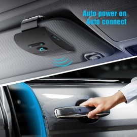 Bluetooth 4.2 Receiver Handsfree Car Kit Sun Visor Clip 2W Hifi Speakers Dual MiC Noise Cancelling Support Siri voice Control