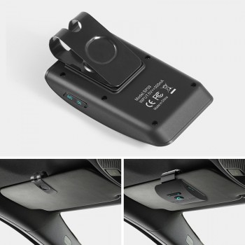 Bluetooth 4.2 Receiver Handsfree Car Kit Sun Visor Clip 2W Hifi Speakers Dual MiC Noise Cancelling Support Siri voice Control