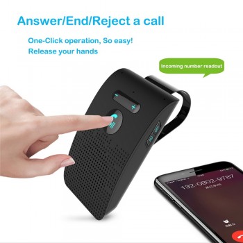 Bluetooth 4.2 Receiver Handsfree Car Kit Sun Visor Clip 2W Hifi Speakers Dual MiC Noise Cancelling Support Siri voice Control