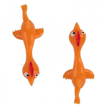 11.5CM Novelty Gags amp; Practical Joke Toys Funny Laugh Rubber Chicken Stretchy Flying Turkey Finger Birds Sticky Random Color