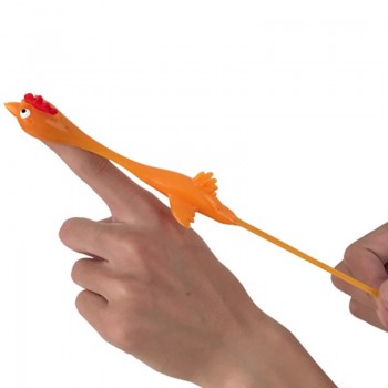 11.5CM Novelty Gags amp; Practical Joke Toys Funny Laugh Rubber Chicken Stretchy Flying Turkey Finger Birds Sticky Random Color