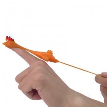 11.5CM Novelty Gags amp; Practical Joke Toys Funny Laugh Rubber Chicken Stretchy Flying Turkey Finger Birds Sticky Random Color