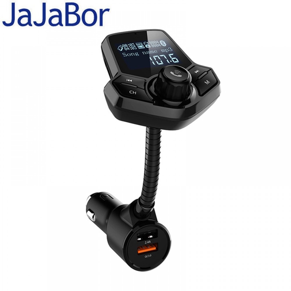 JaJaBor Bluetooth Car Kit Handsfree Wireless FM Transmitter Bluetooth 3.5MM AUX Audio MP3 Play Dual USB with Quick Charge QC3.0