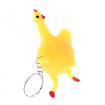 Novelty Halloween Funny Gadgets Toys Vent Chicken Whole Egg Laying Hens Crowded Stress Ball Key-chain Kids Toys