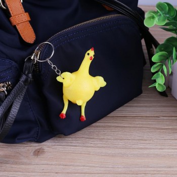 Novelty Halloween Funny Gadgets Toys Vent Chicken Whole Egg Laying Hens Crowded Stress Ball Key-chain Kids Toys