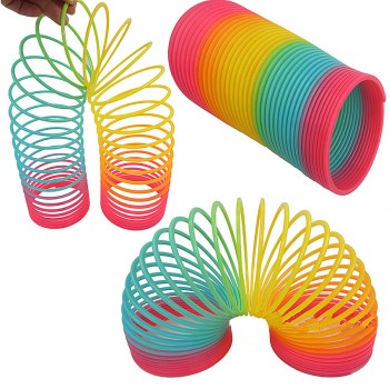 1pcs Rainbow Circle Funny Toys Early Development Educational  Folding Plastic Spring Coil Childrens Creative Magical Toys