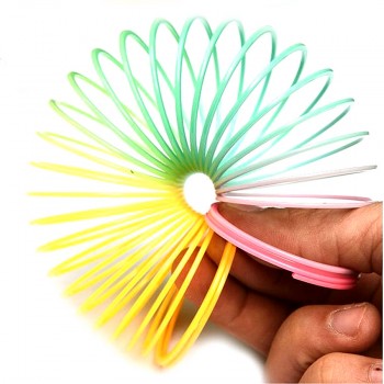 1pcs Rainbow Circle Funny Toys Early Development Educational  Folding Plastic Spring Coil Childrens Creative Magical Toys