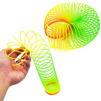 1pcs Rainbow Circle Funny Toys Early Development Educational  Folding Plastic Spring Coil Childrens Creative Magical Toys