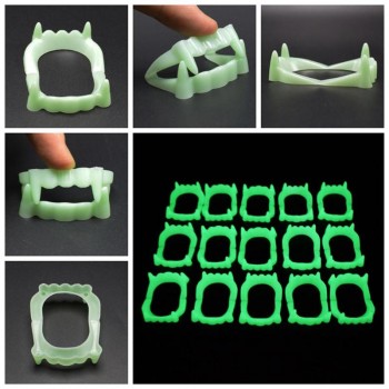 Luminous Vampire Fake Teeth for Halloween Party Night Glow Prop Masquerade Cosplay Funny Makeup Dentures