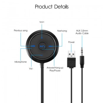 Onever 3.5mm Wireless Car Bluetooth Receiver Music Audio Receiver Adapter Hands-free Car Kit A2DP Streaming Kit for Car Stereo