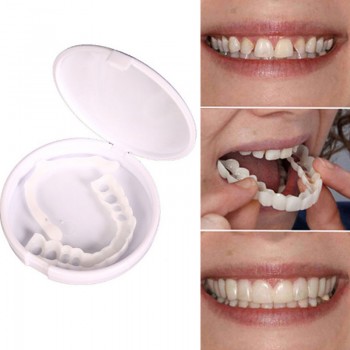 Natural Cosmetic Fake Tooth Cover Funny Toys Snap On Silicone Perfect Smile Veneers Teeth Beauty Tool Teeth Gift for Men Women