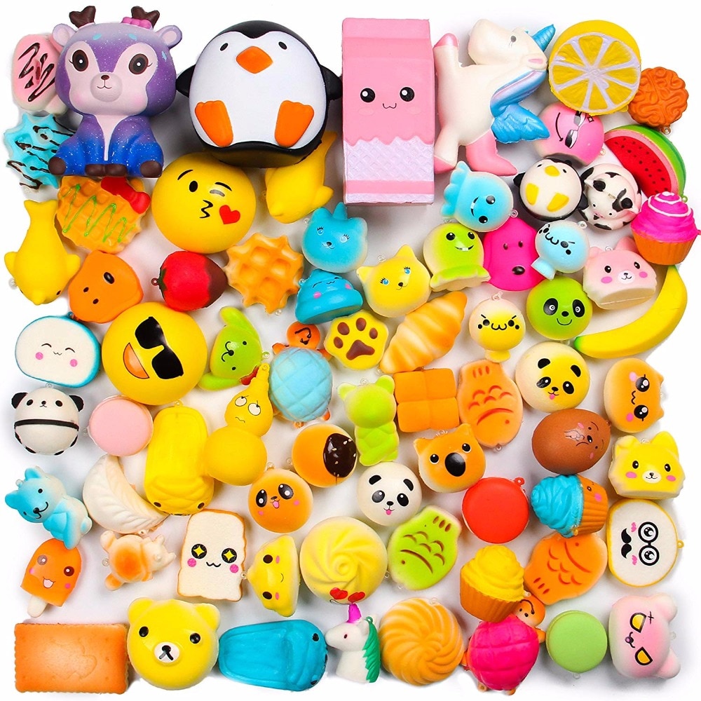 Random 50 Pcs Squishies Cream Scented Slow Rising Kawaii Simulation Lovely Toy Jumbo Medium Mini Soft Squishies, Phone Straps
