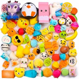 Random 50 Pcs Squishies Cream Scented Slow Rising Kawaii Simulation Lovely Toy Jumbo Medium Mini Soft Squishies, Phone Straps