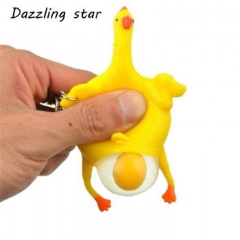 New Funny Tricky Chicken Parody Toys Ventilation Hens Eggs Stress Keyring Ball Gadgets