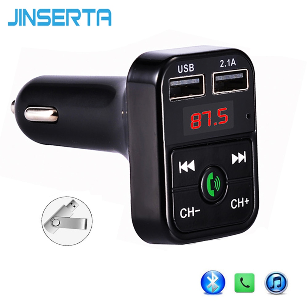 JINSERTA Car Styling Bluetooth FM Transmitter Hands Free Car Kit MP3 Player TF Flash Music USB Charger