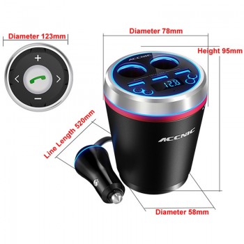 Accnic C1 3.5A 3 USB Car FM Transmitter Car Cigarette Lighter MP3 Player Adapter Hands free Wireless Bluetooth Radio FM Receiver
