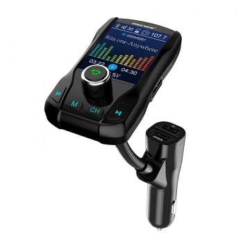 Onever FM Transmitter Wireless Bluetooth 360 rotatable Car MP3 Audio with 5V 2.1A Dual USB Charge Handsfree Color Screen Car Kit