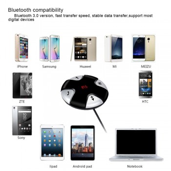 Handsfree Wireless Bluetooth 4.0 FM Receiver 3.5mm TF Car Kit Mp3 Player AUX