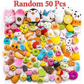 Random 50 Pcs Squishies Cream Scented Slow Rising Kawaii Simulation Lovely Toy Jumbo Medium Mini Soft Squishies, Phone Straps
