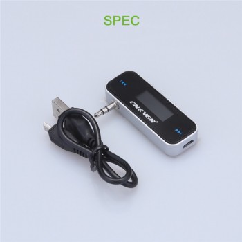 Onever Mini 3.5 mm Wireless Car Radio Music Audio FM Transmitter HandsFree FM Modulator Transmissor FM LCD Displayer With Cable