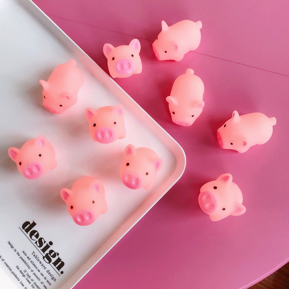 1Pc Funny Cartoon Squishy Pink Pig Mochi TPR Squeeze Straps DIY Decor Accessories Fun Joke Toy Gift Antistress Toys