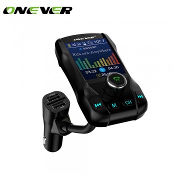 Onever Car Bluetooth V3.0 EDR in-Car FM Transmitter Radio Adapter Multiple Safety Protection Dual USB Ports
