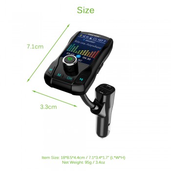 Onever Car Bluetooth V3.0 EDR in-Car FM Transmitter Radio Adapter Multiple Safety Protection Dual USB Ports