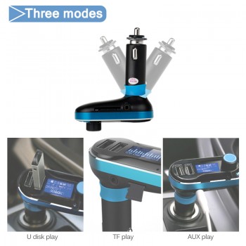 Onever Bluetooth Handsfree Car Kit Wireless Bluetooth FM Transmitter MP3 Player Car Charger For iPhone Samsung Smart Phone