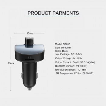 Car FM Transmitter Bluetooth Car MP3 Player Wireless Hands free Bluetooth Car Kit Dual USB Car Charger Handsfree Support TF Card