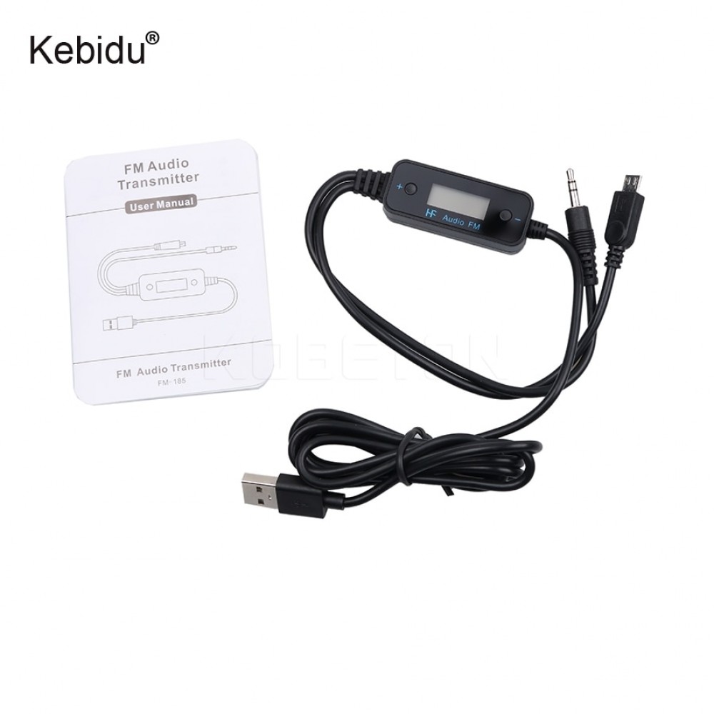 Kebidu Wireless 3.5mm Car Music Audio FM Transmitter Handsfree Car Kit 5V 1A USB Car Charger For smart Android phone