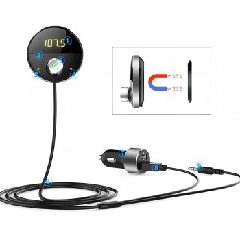 Bluetooth AUX Handsfree Car Kit 3.5mm Jack Audio MP3 Player Wireless FM Transmitter Auto SpeakerPhone Car kit USB Adapter DY252