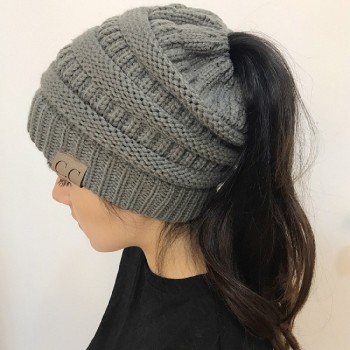 Winter Cap Women Knitted Hat Unisex Folds Ponytail Beanie Hat 10 Color Outdoor Wool cap Girls Caps Warm Hat Elasticity 55-60CM