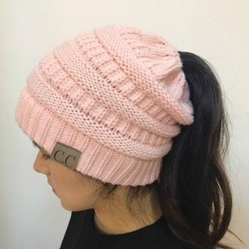 Winter Cap Women Knitted Hat Unisex Folds Ponytail Beanie Hat 10 Color Outdoor Wool cap Girls Caps Warm Hat Elasticity 55-60CM