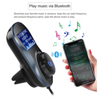 Siparnuo Bluetooth FM Transmitter Audio Car Mp3 Player Wireless In-Car FM Modulator Handsfree Bluetooth Car Kit with LCD Display