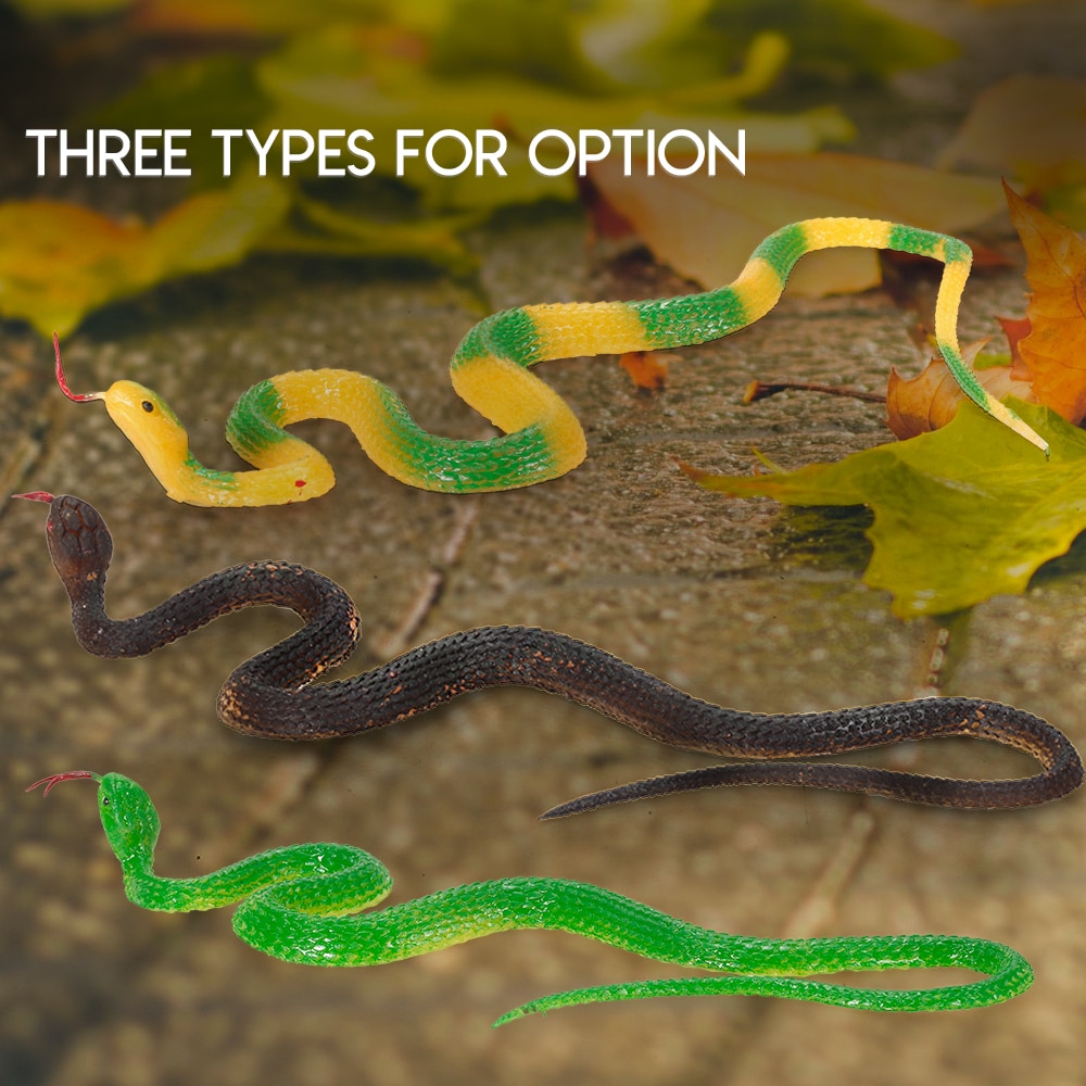 1 Piece 35CM Simulation Black Rubber Snakes April Fools Day Halloween Tricky Funny Toy Fake Snake Garden Props