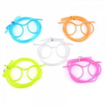 Fun Soft Plastic Straw Funny Glasses Flexible Drinking Toys Party Joke Tube Tools Kids Baby Birthday Party Toys