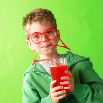 Fun Soft Plastic Straw Funny Glasses Flexible Drinking Toys Party Joke Tube Tools Kids Baby Birthday Party Toys