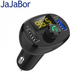 JaJaBor Car FM Transmitter Bluetooth Car Kit Handsfree Wireless Bluetooth Stereo A2DP MP3 Audio Music Player QC3.0 Quick Charge