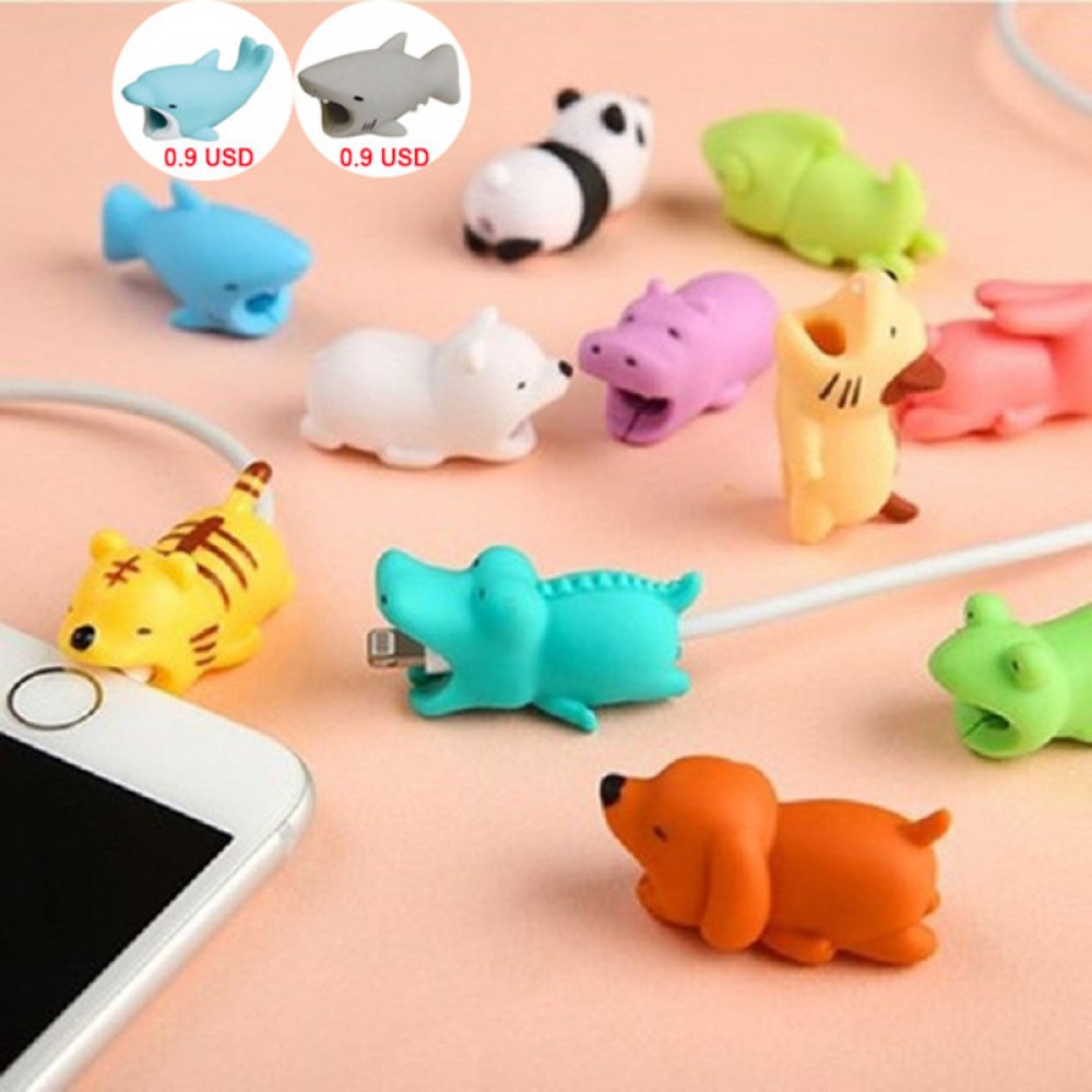 1pcs kawaii Cable Bite Animal iphone Protector Shaped Winder Dog Bite Phone Accessory Prank Toy Funny