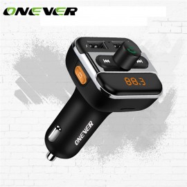 Onever 2017 Bluetooth V2.1 Car Kit Music Player FM Transmitter Hands-free Wireless Call Modulator 3.4A Dual USB Charger TF Slot